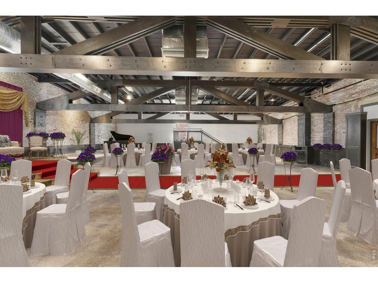 Event center set for a wedding ceremony